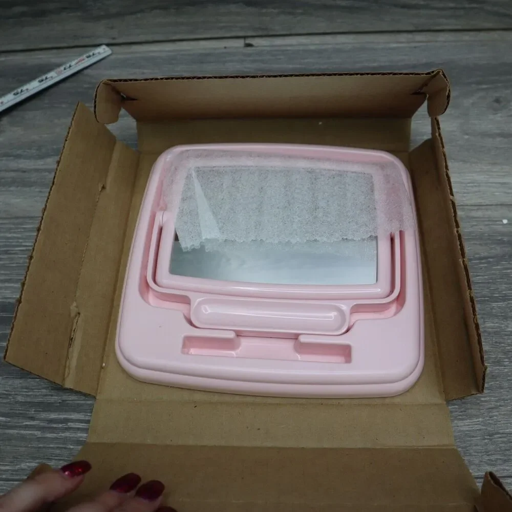 Showcase Mirror Tray Pink Tabletop Vanity Makeup Travel Folding Health Beauty